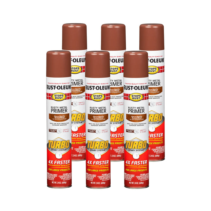 Rust-Oleum 353346 Stops Rust Turbo Spray System Rusty Metal Primer Spray, 24 oz (Pack of 6)