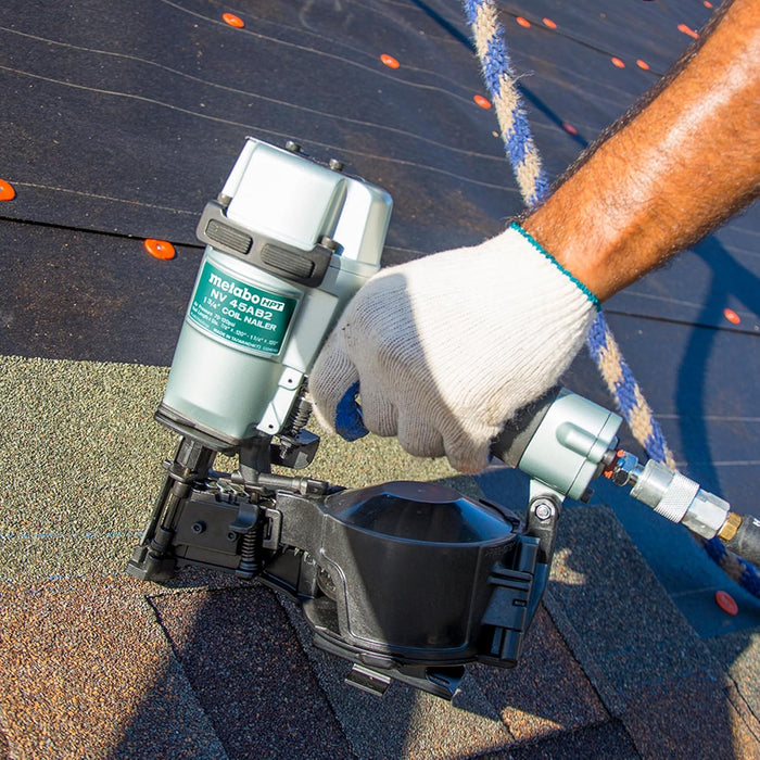 Metabo HPT Pneumatic Roofing Nailer + 18V Impact Driver Pro Bundle Kit, 1-3/4-Inch Coil Roofing Nailer with BONUS 18V Triple Hammer Impact Driver Kit, KNV45AB2