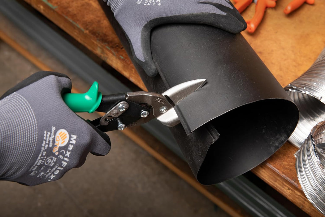 Crescent Wiss M7R MetalMaster Offset Straight & Right Cut Aviation Snips, Heavy-Duty Metal Cutter with Spring-Loaded Return, 9-1/4"