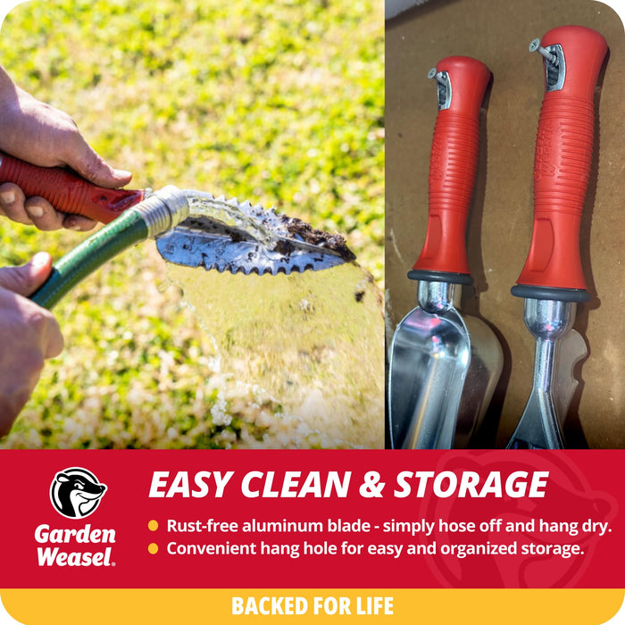 Garden Weasel Multi-Use Transplanter | Dig, Cultivate, Plant, Weed | Planting and Gardening Hand Digging Tool, Heavy Duty Trowel, Mini Gardening Shovel
