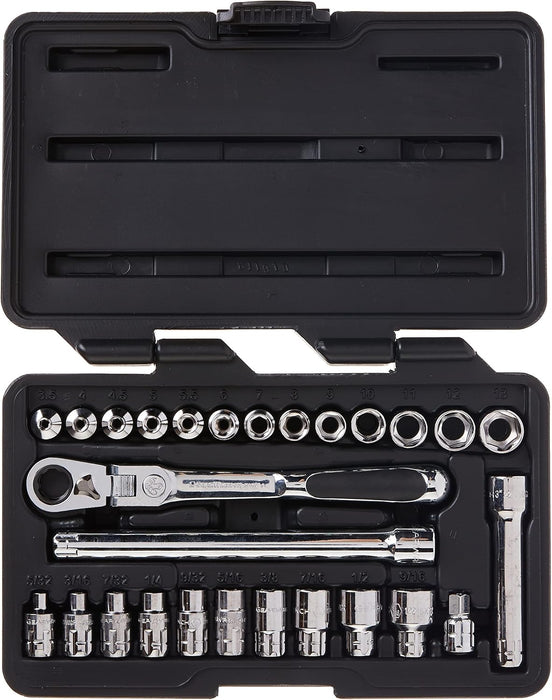 GEARWRENCH 27 Pc. 1/4" Drive 6 Pt. Pass-Thru Mechanics Tool Set, Standard SAE/Metric - 891427 42373 891427