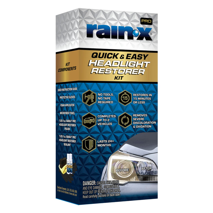 Rain-X 610200 2-Step Headlight Restorer Kit, Restores Clarity of Headlights Preventing Oxidation & Discoloration, Quick & Effective in Just 15 Mins with No Tools or Tape Required