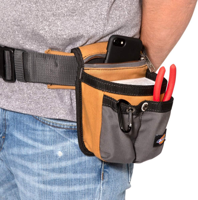 Dickies 57005 Zipper Pocket Canvas Pouch for Tool and Work Belts, Four Pockets, Cushioned Pocket