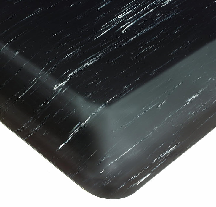 Wearwell Anti-Fatigue Mat, PVC 496 Smart Tile-Top Medium Duty Tapered Edges, for Dry Areas, 3' Width x 5' Length x 1/2" Thickness, Black