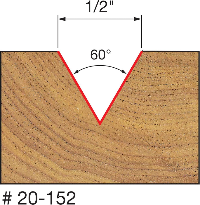 Freud 20-152: 1/2" (Dia.) 60° V Grooving Bit One Size 1/2-Inch Diameter 60-Degree V-Grooving Router Bit with 1/4-Inch Shank