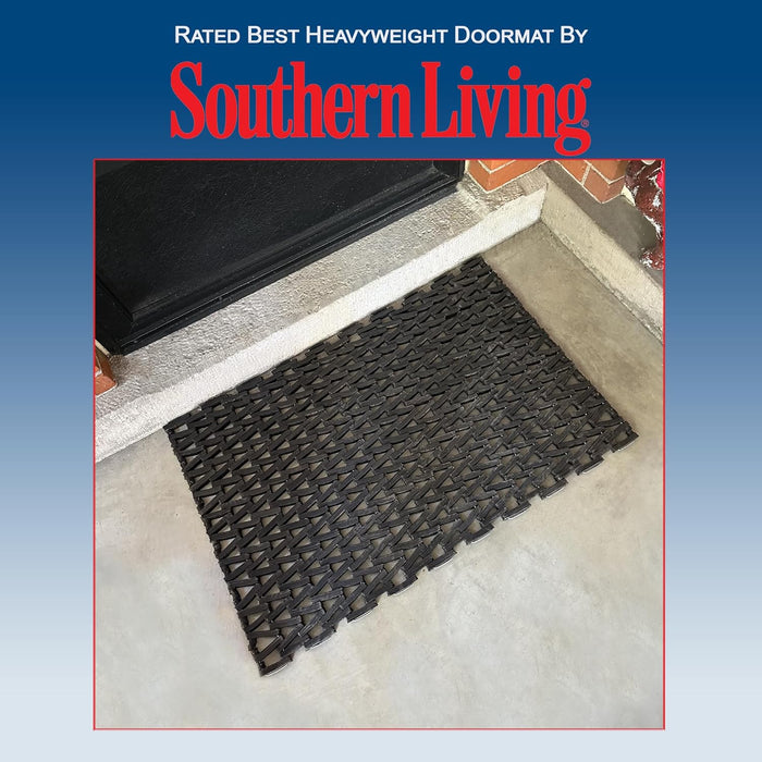 Durable Corporation-108H2436 Durite Recycled Tire-Link Outdoor Entrance Mat, Herringbone Weave, 24" x 36", Black