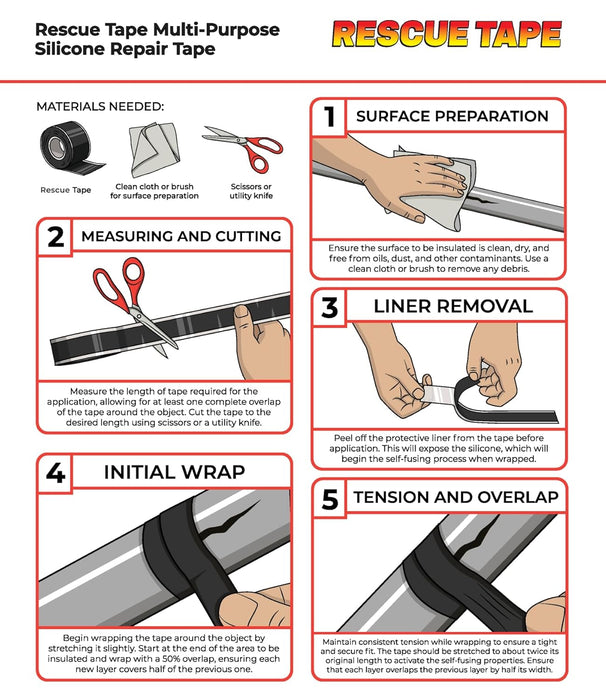 Bond It Rescue Tape, Self-Fusing Silicone Tape, Emergency Plumbing Pipe & Radiator Hose Repair, Electrical Insulation, Waterproof, 950PSI, 1" Width x 36' Length x 0.02" Thick, White Clear 1" x 36' x 20mil