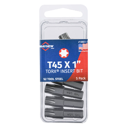 Mayhew Tools 18801-5 USA Torx Insert Bit, T45 x 1" (Pack of 5)