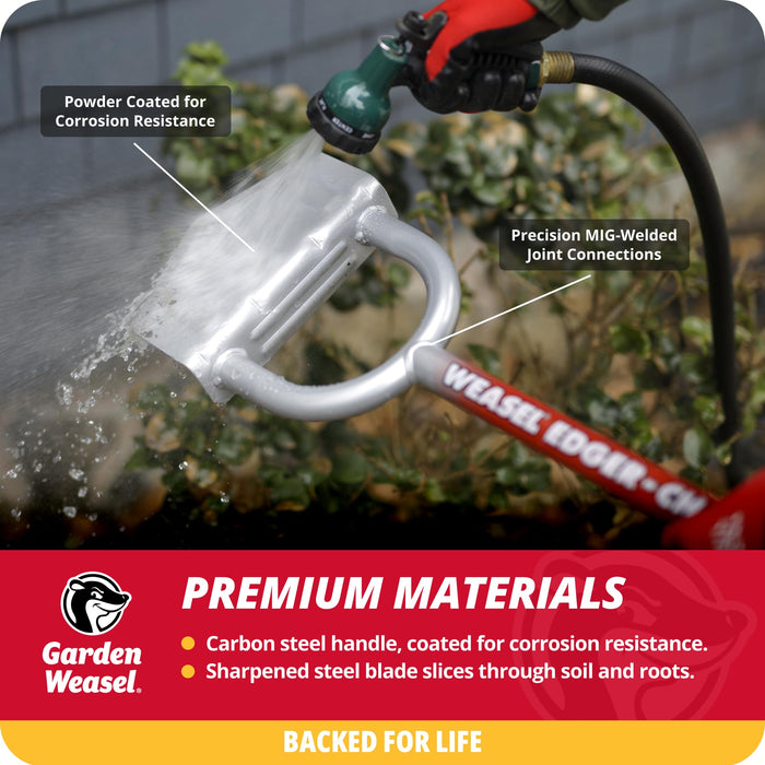 Garden Weasel Edger-Chopper - Long Handle | Garden Beds, Patios, Trenches, Sidewalks, Driveways, and More | Lawn and Landscaping Tool, T Grip, Sod Cutter