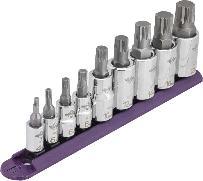 Mayhew Tools 16024 Triple Square Socket Bit Set, Chrome Plated, 9-Piece