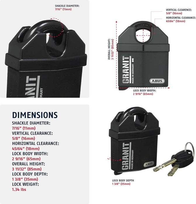 ABUS 37/60 KA Granit Alloy Steel Padlock Keyed Alike, Code 5544653