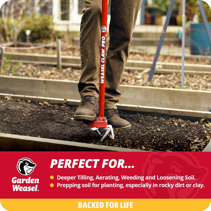 Garden Weasel Claw Pro - 3-in-1 | Cultivate, Loosen, Aerate, Weed | Gardening Hand Tiller, Twist Weeding Tool, Digging Fork, Cultivator, Soil Loosener