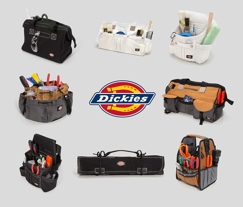 Dickies 57058 12-Pocket Drawstring Work/Tool Bag, Heavy-Duty Drawstrings for Quick-Closure, Snap-Secured Tape Strap, Durable Canvas Construction, Black