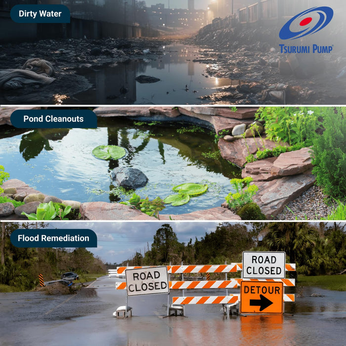 Tsurumi Pump HSZ2.4S, Submersible Trash Pump, Float Switch, 1/2 HP, 115V, 2 in Discharge, 53 GPM / 3180 GPH