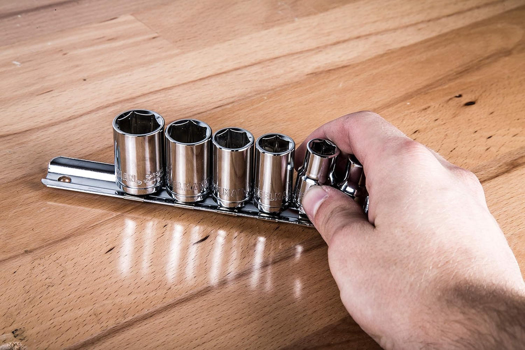Steelman 95679 6-Piece 3/8-Inch Drive Steel Socket Rail