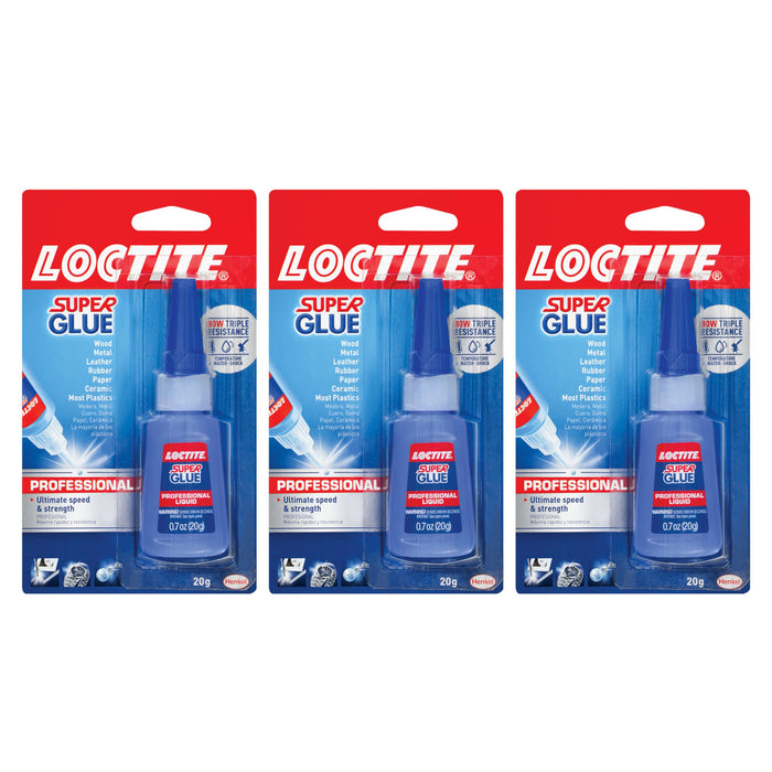 Loctite 1365882 Super Glue Professional Liquid, Clear, 0.7 fl oz Bottle (Pack of 3)