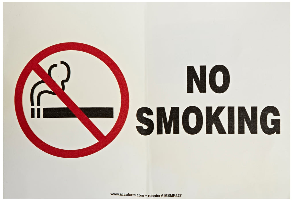 Accuform MSMK427VS Adhesive Vinyl Safety Sign, "No Smoking" with Graphic, 7" x 10"