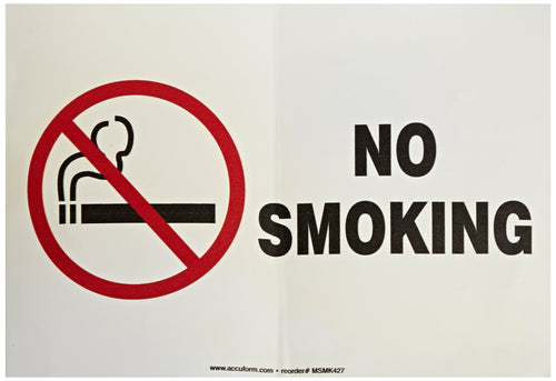 Accuform MSMK427VS Adhesive Vinyl Safety Sign, "No Smoking" with Graphic, 7" x 10"