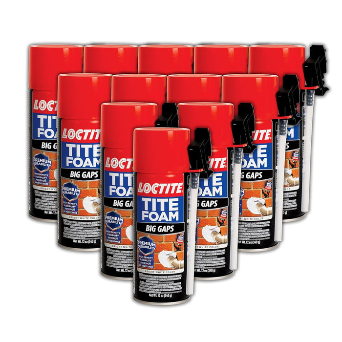 Loctite Tite Foam Big Gaps Spray Foam Sealant, 12 fl oz Can, Polyurethane Expanding Insulation (Pack of 12)