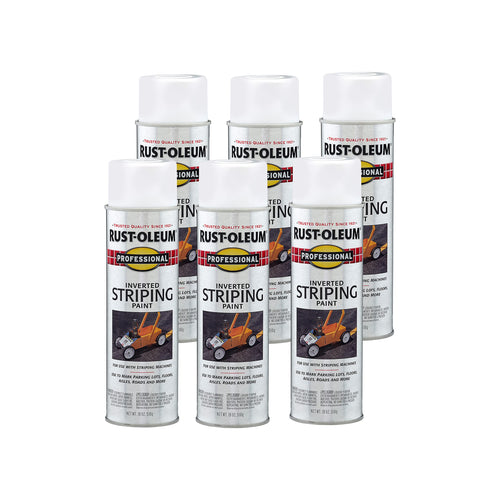 Rust-Oleum 2593838 Professional Inverted Striping Spray Paint, 18 oz, White (Pack of 6)