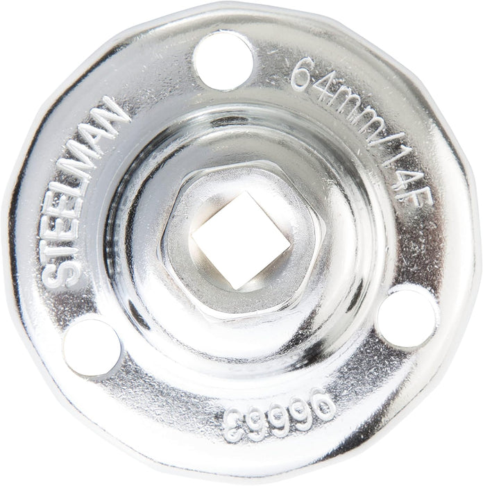Steelman 96663 64mm x 14 Flute Oil Filter Cap Wrench, 3-8 inch Drive, Low-Profile Design for Confined Space
