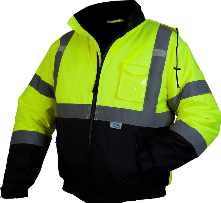 [USED-LIKE NEW] Pyramex RJ3210X3 Bomber Jacket with Quilted Lining, 3X-Large (Hi-Vis Green)