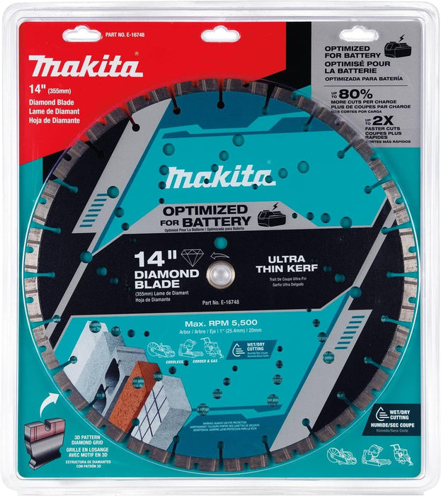 Makita E-16748 14" Thin Kerf Diamond Blade, Segmented, General Purpose