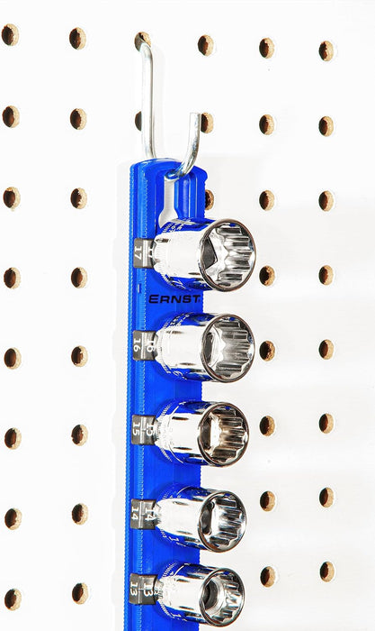 Ernst Manufacturing 13-Inch Magnetic Socket Organizer with 15 1/4-Inch Twist Lock Clips, Blue - 8417M-Blue-1/4 13-Inch 1/4-Inch Twist Clips Blue