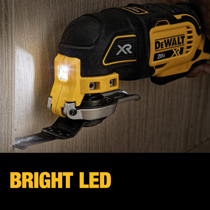 DEWALT DCS356D1 20V MAX XR Oscillating Multi-Tool Kit, Oscillating Tool Accessories, Cordless, 3-Speed, Quick Blade Change, Sand Paper, Blades, Battery and Charger Included