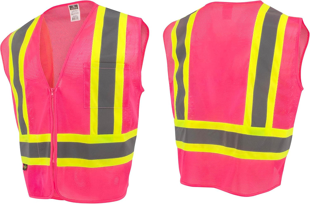 Radians SV22-1 Economy Type O Class 1 Safety Vest, Pink Mesh with Contrasting Tape, Size Small
