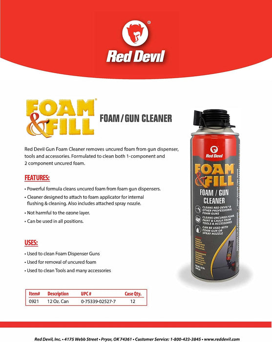 Red Devil 0921 Foam & Fill Foam Gun Cleaner, Clear