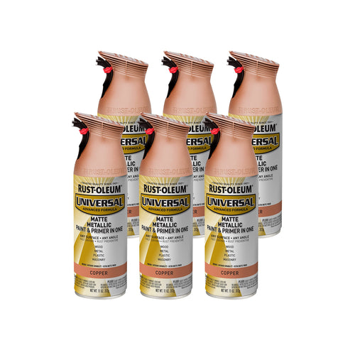 Rust-Oleum 365352 Universal All Surface Metallic Spray Paint, 11 oz, Matte Copper (Pack of 6)