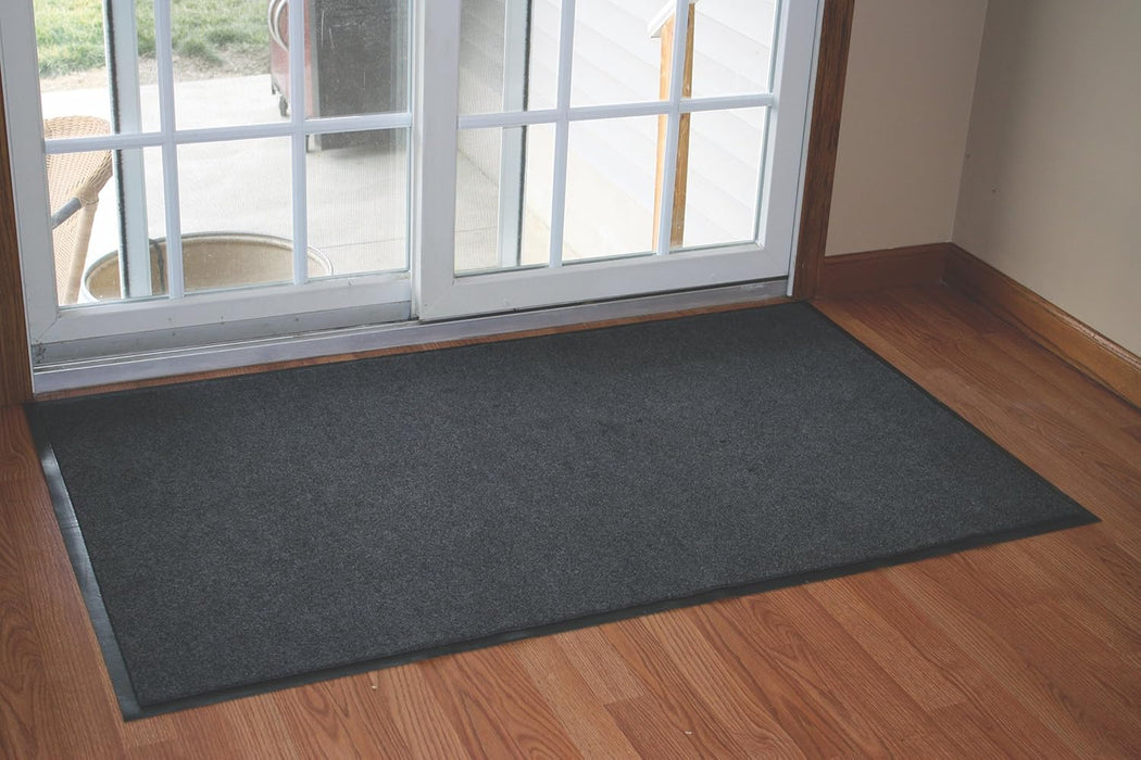 Durable Wipe-N-Walk Vinyl Backed Indoor Carpet Entrance Mat, 4' x 8', Charcoal Charcoal 4' x 8' 4' x 8'