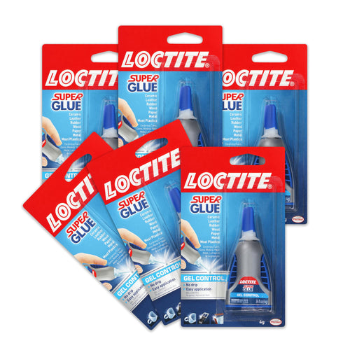 Loctite Super Glue Gel Control, Clear, 0.14 fl oz Bottle, Superglue for Plastic, Wood, Metal, Crafts & Repair, Cyanoacrylate Adhesive Instant Glue, Quick Dry (Pack of 6)