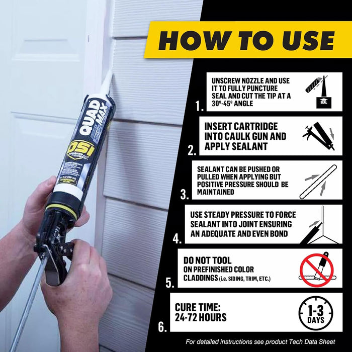 OSI 2445634 Quad Max Window, Door and Siding Sealant, Clear, 9.5 fl oz Cartridge (Pack of 12)