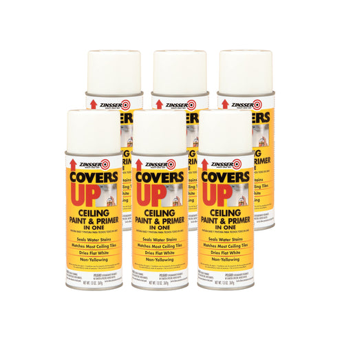 ZINSSER 3688 White Zinsser Covers Up Ceiling Paint and Primer in 1, 13 Ounce Aerosol Spray Can (Pack of 6) White 13 Ounce (Pack of 6) Spray Can