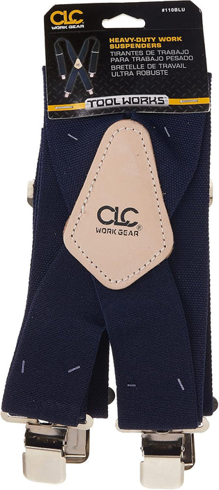 Custom Leathercraft 110BLU Heavy-Duty Work Suspenders, Elastic Straps, One Size, Blue