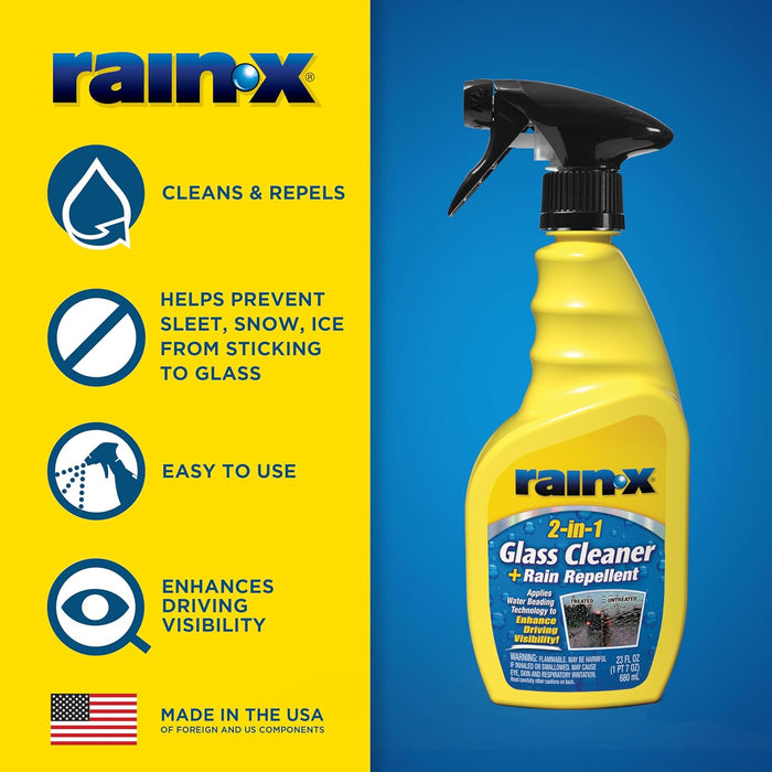 Rain-X 5071268-2 2-in-1 Glass Cleaner and Rain Repellant, 23 oz. (Pack of 2)