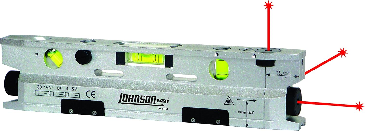 Johnson 40-6184 Magnetic Torpedo Laser Level, Silver & Black