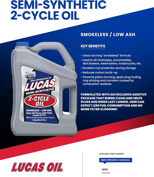 Lucas Oil 10115 Semi-Synthetic 2-Cycle Oil - 1 Gallon Jug