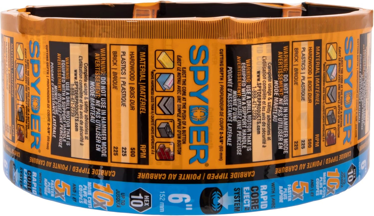 Spyder 600052 Rapid Core Eject Hole Saw, 6-Inch