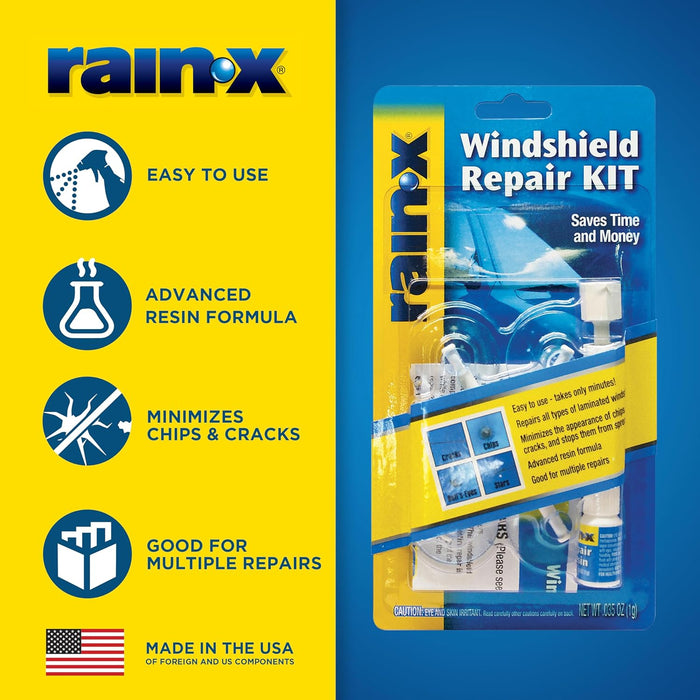 Rain-X 600001 Windshield Repair Kit, Quick and Easy Durable Resin Based Windshield Repair Kit for Chips and Cracks