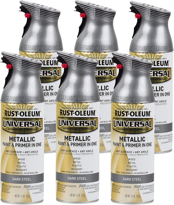 Rust-Oleum 262662 Universal All Surface Metallic Spray Paint, 11 oz, Dark Steel (Pack of 6)