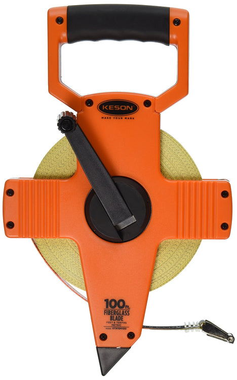 Keson Tape Measure, 1/2 in x 100 ft/30m, Pumpkin, 100 ft./30m Length (OTR18M100)