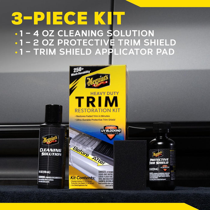 Meguiar's G250100 Heavy Duty Trim Restoration Kit - Includes a Cleaning Solution to Deep Clean Plastic and Trim and Protective Trim Shield That Delivers Ultra-Durable Protection with UV Blocking Protection