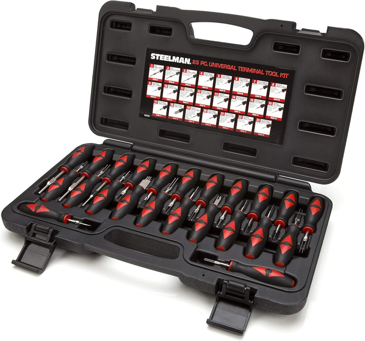Steelman 95839 23-Piece Universal Terminal Tool Kit for Auto Technicians, Safely Remove Wires from Terminal Block Without Damage