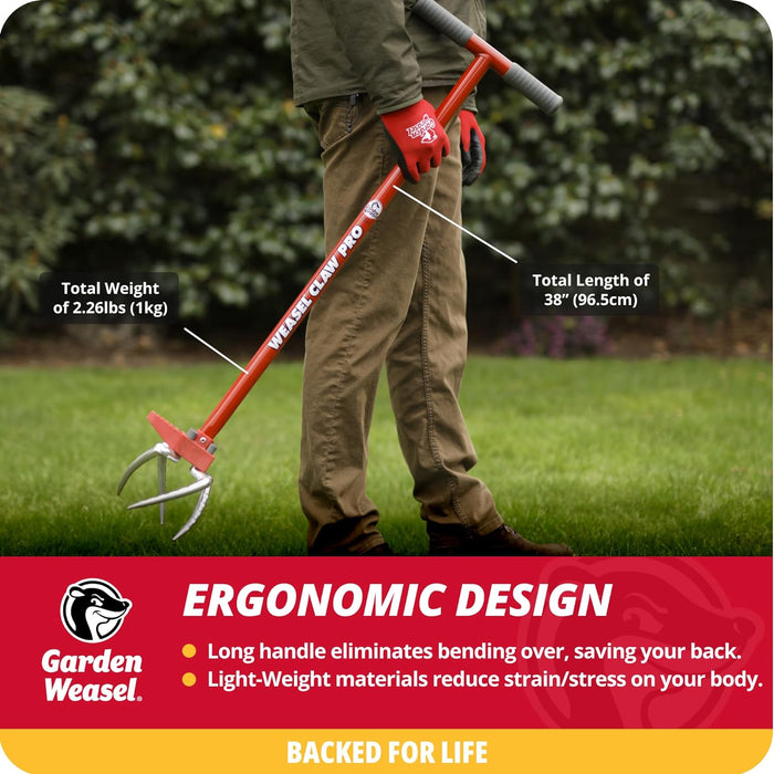Garden Weasel Claw Pro - 3-in-1 | Cultivate, Loosen, Aerate, Weed | Gardening Hand Tiller, Twist Weeding Tool, Digging Fork, Cultivator, Soil Loosener