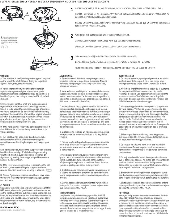 Pyramex Safety HPR441 4-Point Replacement Suspension for Ridgeline Cap Style Hard Hats