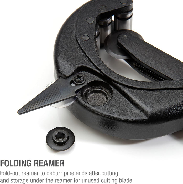 Steelman 42568 Metal Pipe and Tube Feed Cutter, Cuts 2-1/2-inch Tube Including Copper, Brass, Aluminum, ABS, and PVC, Die Cast Steel Body, Hardened Steel Blades