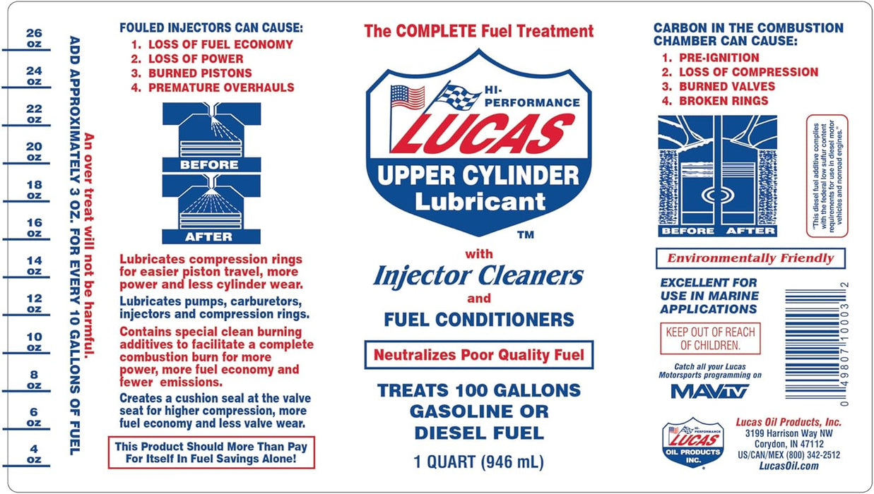 Lucas Oil 10003 Fuel Treatment, 1 Quart (Pack of 12)